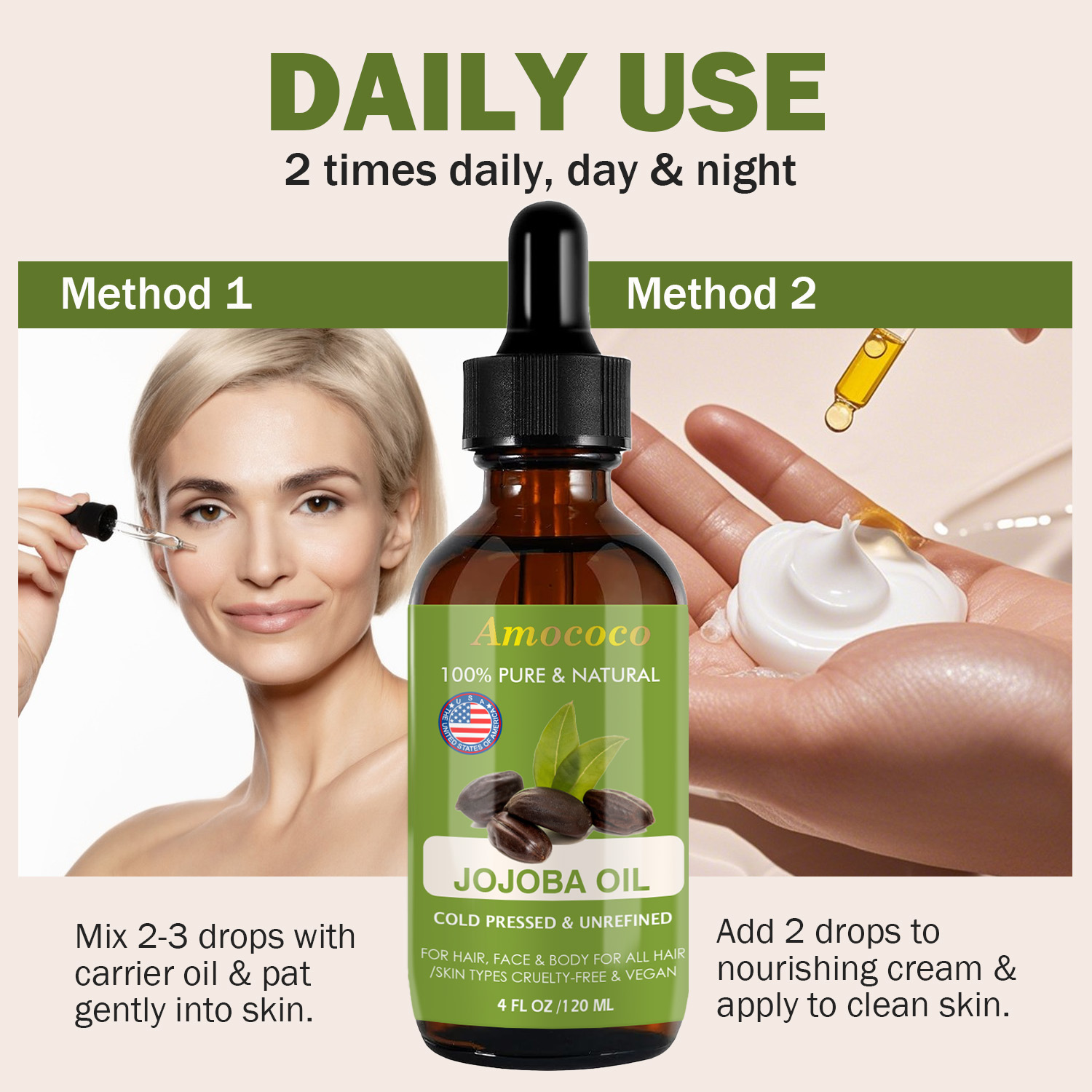Amococo 2 pezzi Olio di Jojoba - Cold Pressed Rose Hip recensione e prezzo